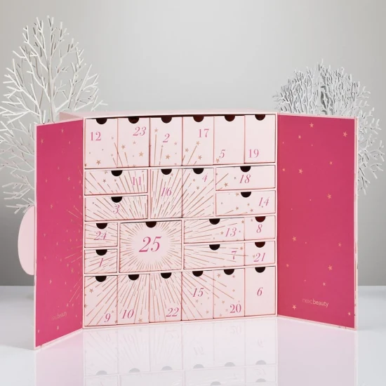 Beauty Adventskalender Benutzerdefinierte leere Kalenderbox 24 25 Tage Weihnachten Adventskalender Box Make-up Geschenkbox Verpackung für Kosmetik